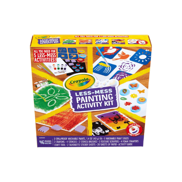 Crayola Less Mess 46pc Activity Kit Engaging Painting Fun for Young Artists