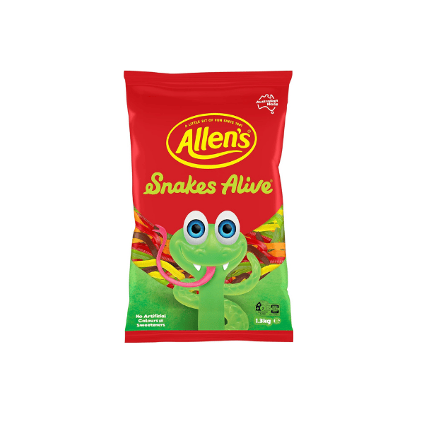 Allen's Snakes Alive 1.3kg Perfect Gummy Lollies for Sharing and Snacking