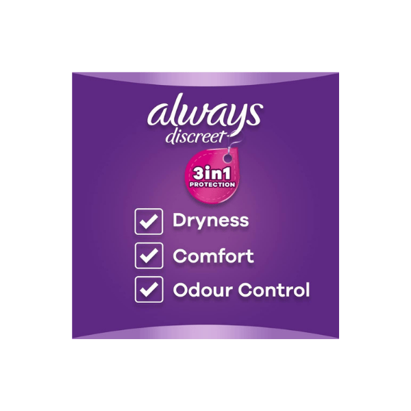 Always Discreet Normal Incontinence Pads 30 Count Soft and Secure for Daily Comfort