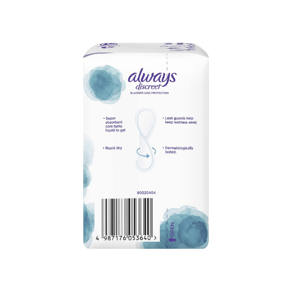 Always Discreet Small Incontinence Pads for Sensitive Skin 20 Count Dye & Fragrance-Free