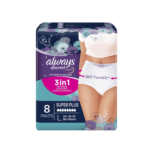 Always Discreet Incontinence Underwear for Women Super Plus Large 8 Pack