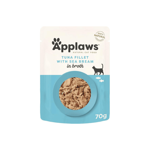 Applaws Tuna Fillet & Sea Bream Wet Cat Food 70g Pouch Pack of 16 100% Natural Limited Ingredients Formula