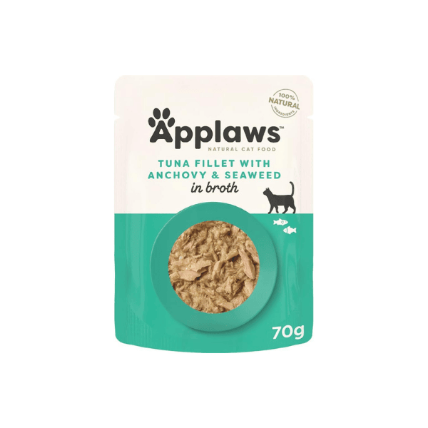 Applaws Limited Ingredient Wet Cat Food Tuna & Anchovy in Broth 100% Natural 16 x 70g Pouches