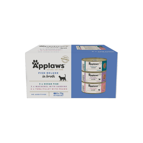 Applaws 100% Natural Fish Wet Cat Food in Broth 70g Tin Pack 32 Limited Ingredients