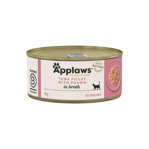 Applaws Natural Wet Cat Food with Tuna and Prawn 70g Tins 24 Pack for Adult Cats