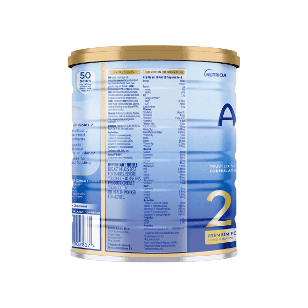 Aptamil Gold+ 2 Follow On Baby Formula for 6-12 Months 900g Unflavored