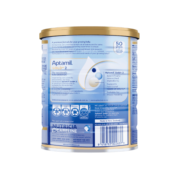 Aptamil Gold+ 2 Follow On Baby Formula for 6-12 Months 900g Unflavored