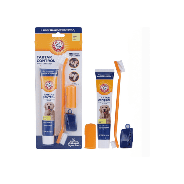 Arm & Hammer Dental Care Kit for Dogs Tartar Defense Made Easy 3-Piece Dental Care Kit