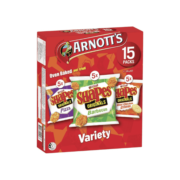 Arnott's Shapes Variety Pack 15 Assorted Biscuits for Everyone 375 g