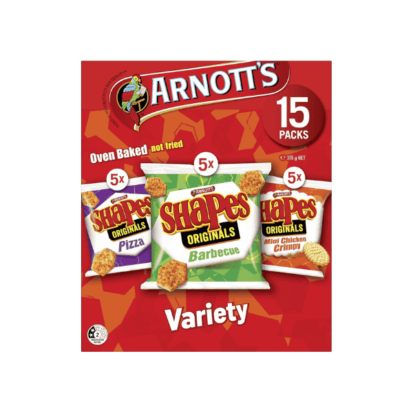 Arnott's Shapes Variety Pack 15 Assorted Biscuits for Everyone 375 g