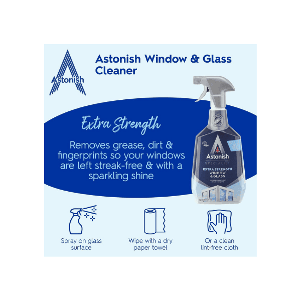 Astonish Window & Glass Cleaner (750ml) Streak Free Anti Condensation