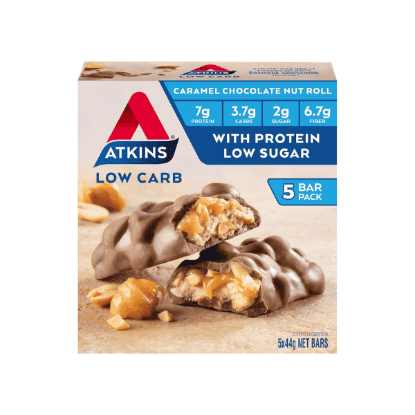 Atkins Caramel Chocolate Nut Roll Snack Bars The Perfect On-the-Go Treat 5 Count