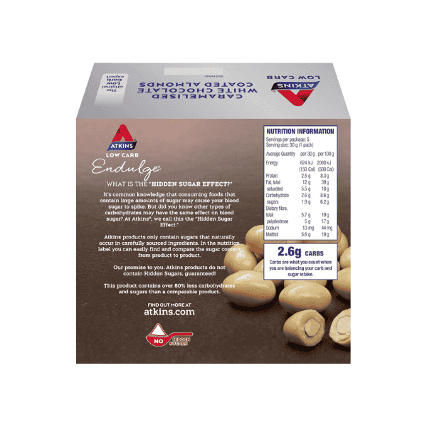 Atkins Caramelized White Chocolate Almonds 5 Pack Low Carb High Fiber