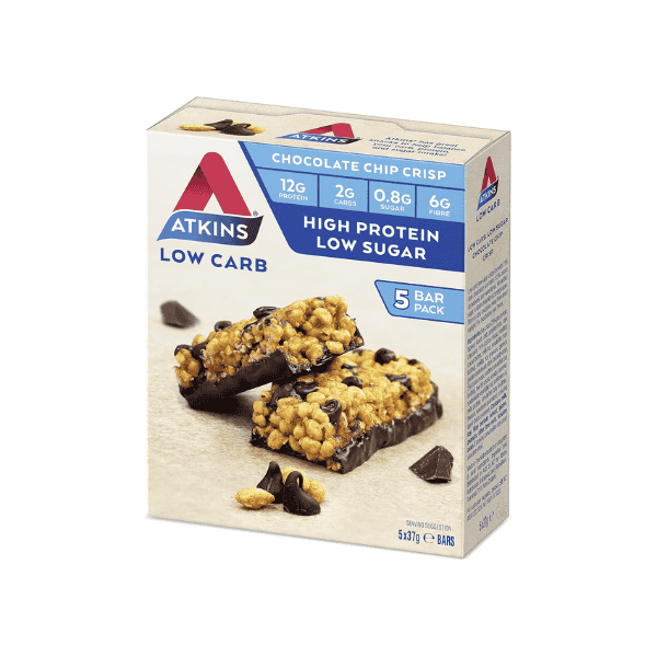 Atkins Chocolate Chip Crisp Bars Keto Friendly 5 Pack Low Carb High Protein