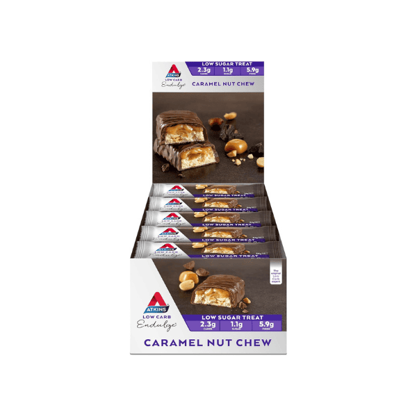 Atkins Endulge Caramel Nut Chew Bars Perfect for Low Carb Diets 34g 15 Pack