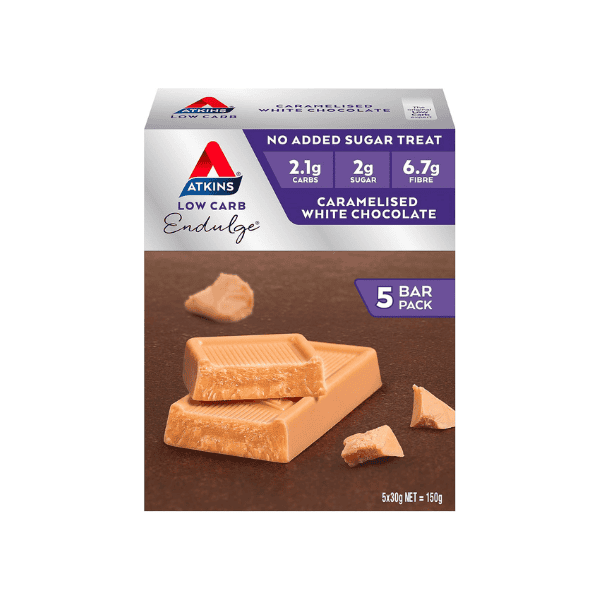 Atkins Endulge Caramelized White Chocolate Bars Keto Friendly 5 Pack Low Carb High Fiber