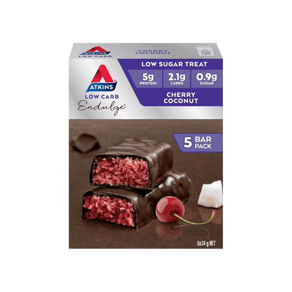 Atkins Endulge Cherry Coconut Bars Perfect Low Sugar Keto Snack 5 Count