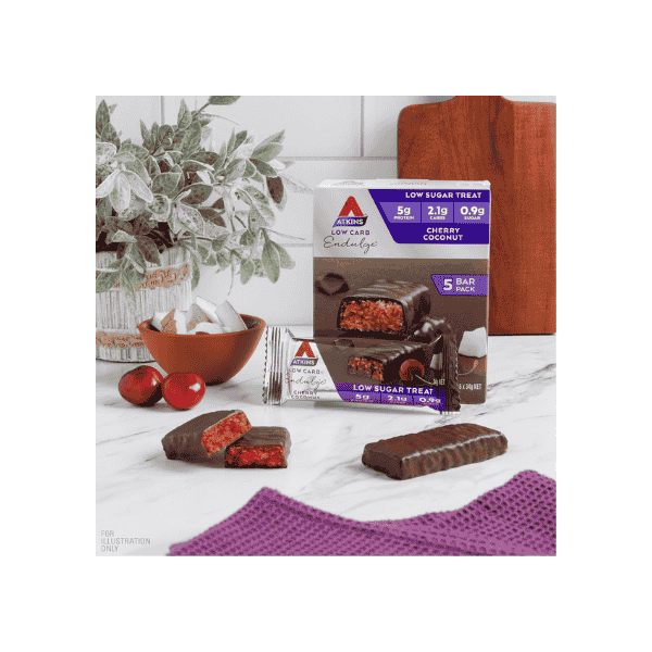 Atkins Endulge Cherry Coconut Bars Perfect Low Sugar Keto Snack 5 Count