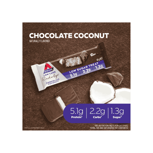 Atkins Endulge Chocolate Coconut Bars Keto Friendly Low Sugar High Fiber 15 Count