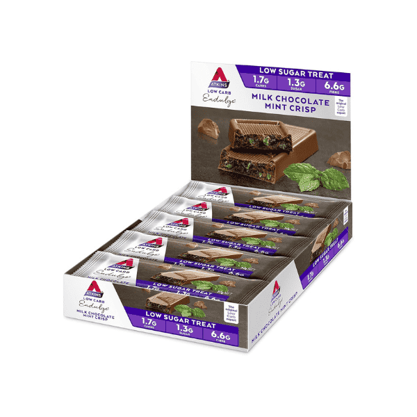 Atkins Endulge Milk Chocolate Mint Crisp Bars Keto Friendly 15 Pack Low Carb High Fiber