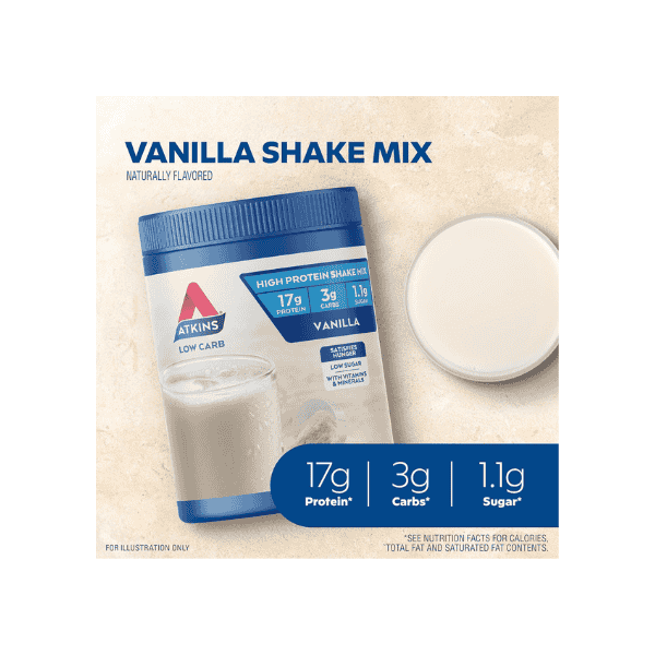 Atkins Vanilla Protein Shake Mix High Protein Low Carb Low Sugar Keto Friendly Option