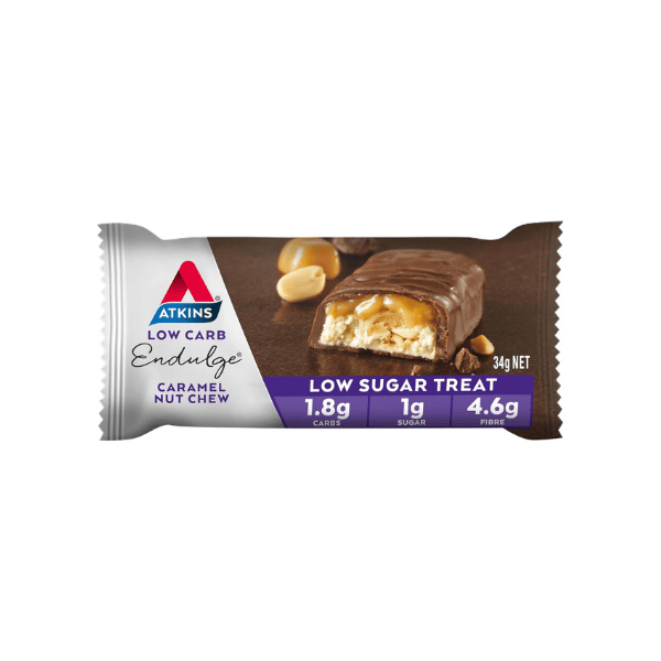 Atkins Endulge Caramel Nut Chew Bars Perfect for Low Carb Diets 34g 5 Pack