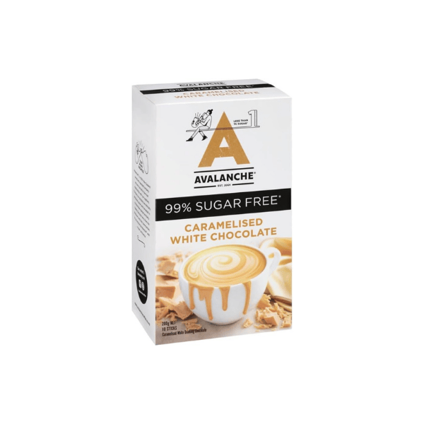 Avalanche  Sugar Free Caramelised White Chocolate 10 Coffee Sticks 200 g