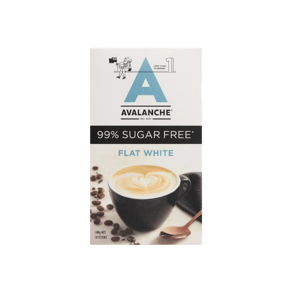 Avalanche 99% Sugar Free Flat White 10 Coffee Sticks 140 g