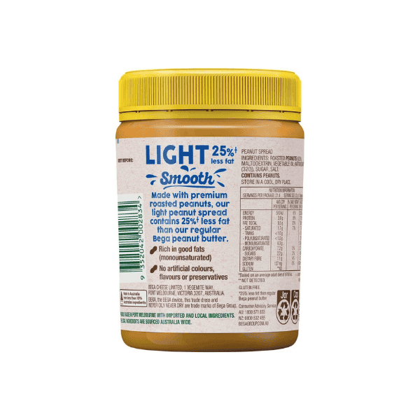 Bega Core Light Smooth Peanut Butter 470g