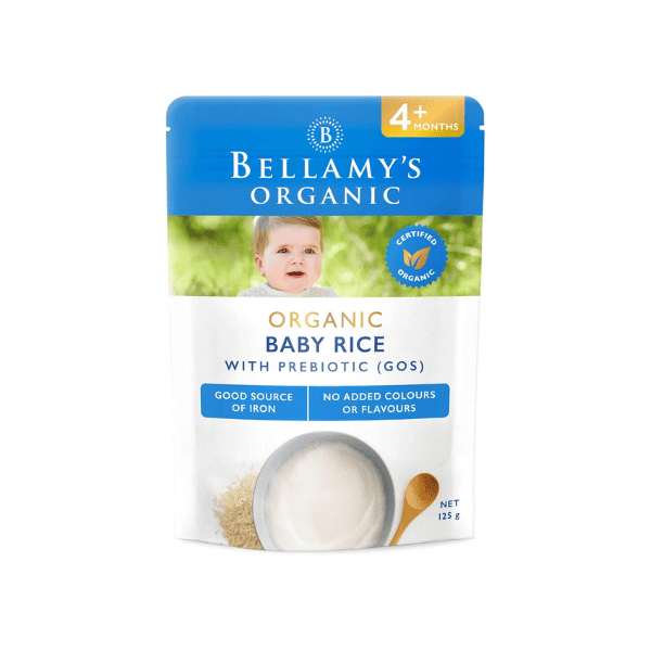 Bellamy's Organic Baby Rice with Prebiotic GOS 125g Suitable for 4 Months and Older Bulk Pack 6 x 125g