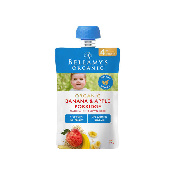 Bellamy's Organic Banana & Apple Porridge 120g Baby Food for 4 Months+ Bulk Pack 6 x 120g