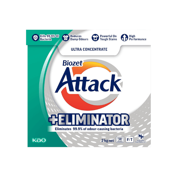 Biozet Attack Plus Eliminator Laundry Powder 2kg For Flawless Cleaning Results