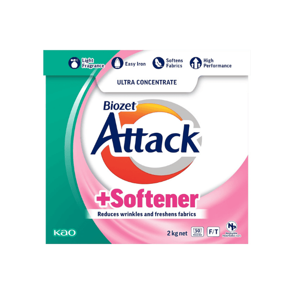 Biozet Attack Plus Softener Detergent 2kg Powerful Cleaning Lasting Freshness