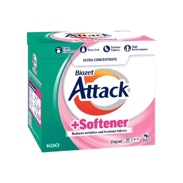 Biozet Attack Plus Softener Detergent 2kg Powerful Cleaning Lasting Freshness