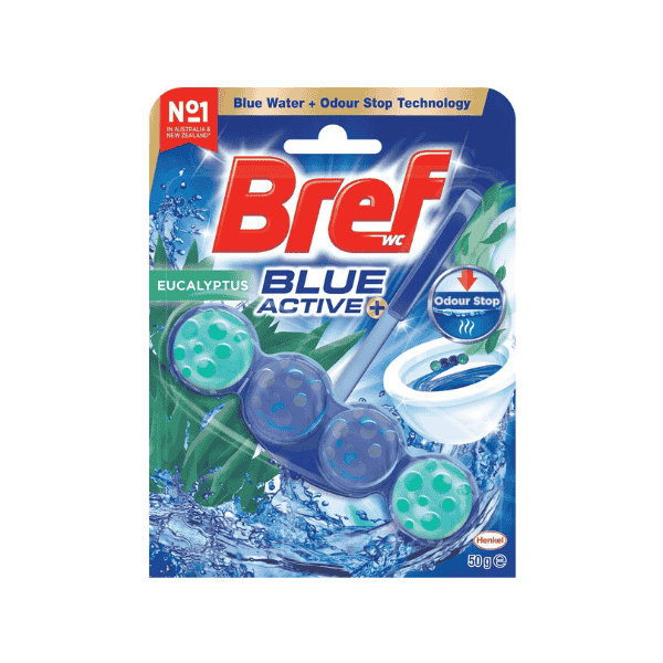 Bref Blue Active Eucalyptus Rim Block Toilet Cleaner 50g Eucalyptus Scent