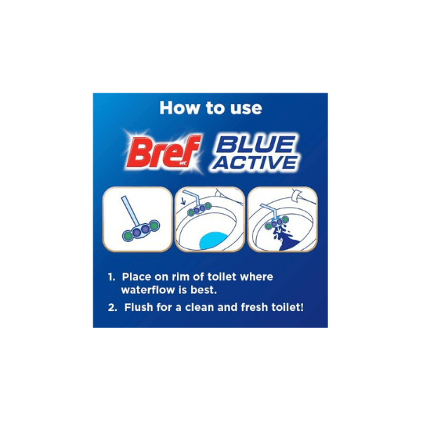 Bref Blue Active Eucalyptus Rim Block Toilet Cleaner 50g Eucalyptus Scent