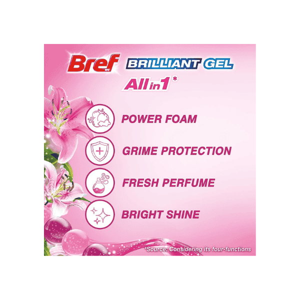 Bref Brilliant Gel Rim Block Toilet Cleaner Spring Rain Scent 42g