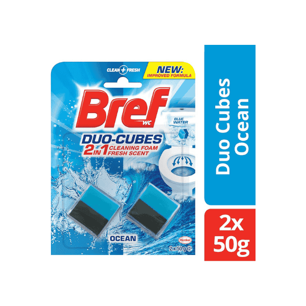 Bref Duo Cubes Original Toilet Cleaner for Cistern Blue Water 2x50g