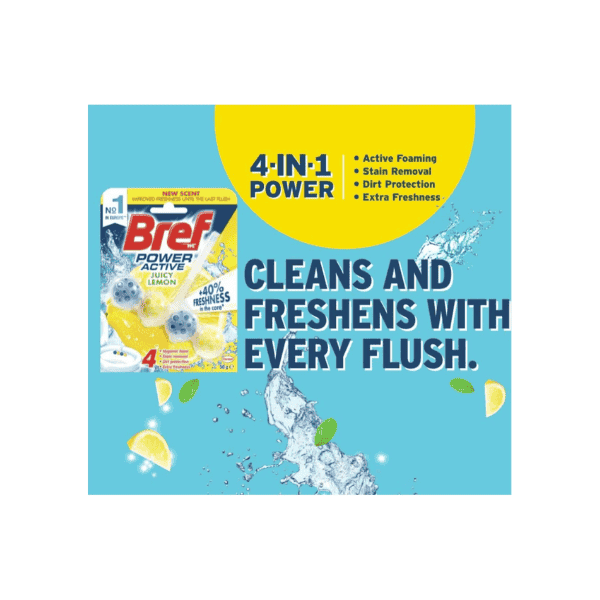 Bref Power Active Juicy Lemon Rim Block Toilet Cleaner 50 Grams