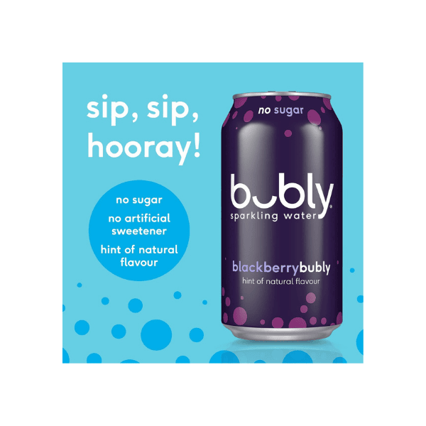 Bubly Blackberry Sparkling Water 375ml Pack of 8