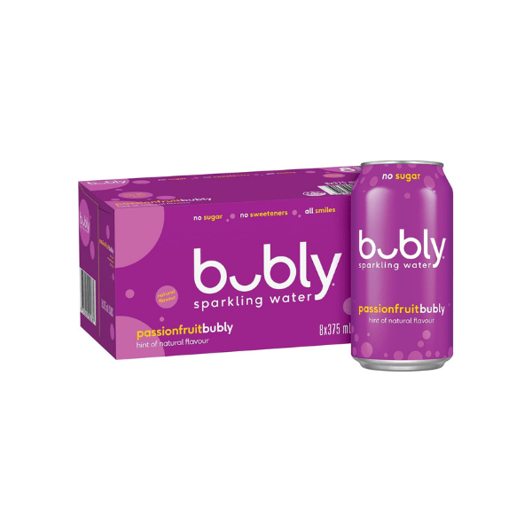 Bubly Passionfruit Sparkling Water 375ml Pack of 8