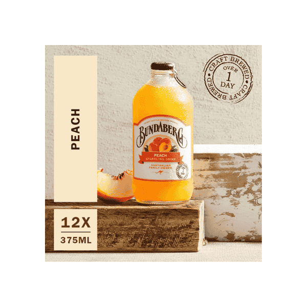 Bundaberg Peach Soda 12 x 375ml Pack of Refreshing Craft Brewed Flavor