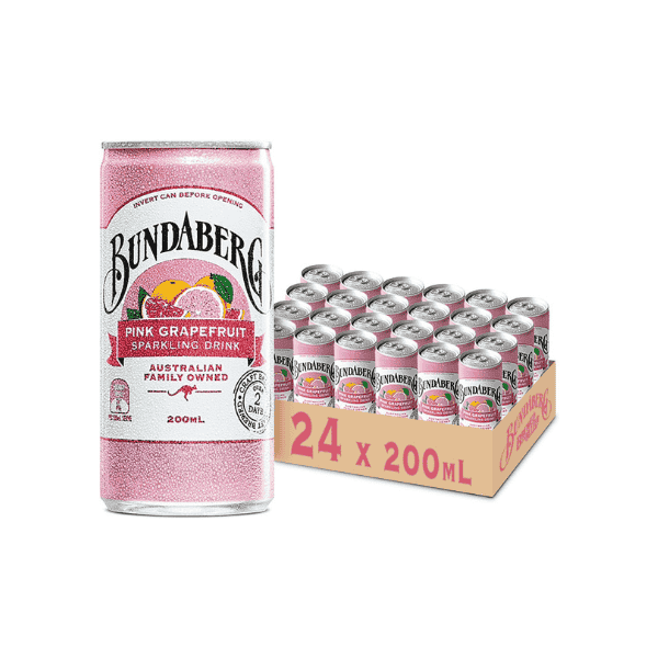 Bundaberg Pink Grapefruit Mini Cans 24 Pack of Refreshing Citrus Flavor