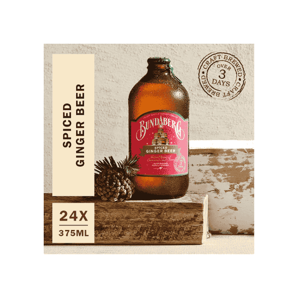 Bundaberg Spiced Ginger Beer 24 x 375ml Pack of Bold, Refreshing Flavor