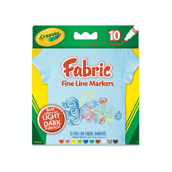 Crayola Fabric Markers 10ct Fine Line Tips for Stunning Custom Apparel