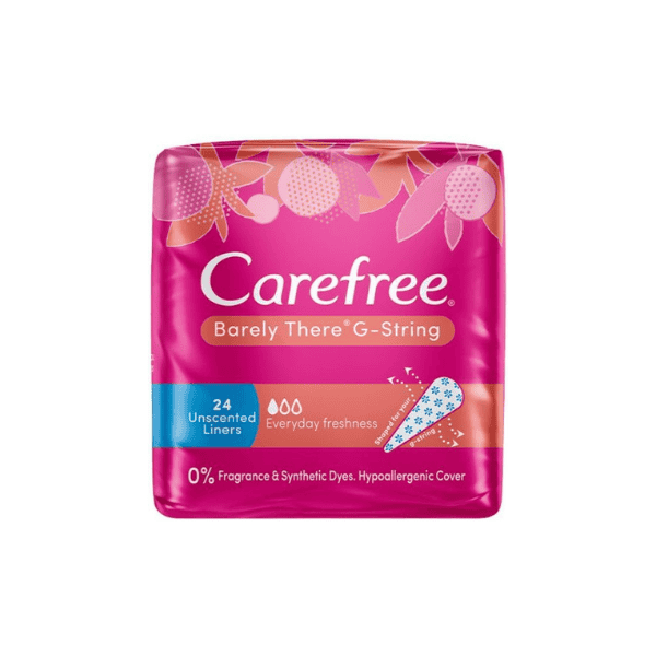 Carefree Barely There G-String Liners 24 Pack Discreet Protection for Thongs and G-Strings