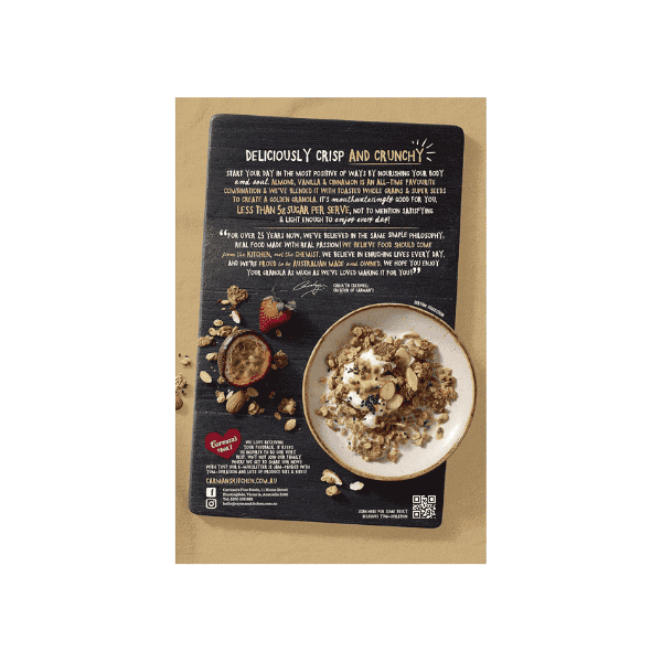 Carman's 5 Grain Granola with Almonds Honey & Cinnamon 450g Perfect for Yogurt