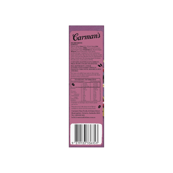 Carman's Delicious Cranberry and Blueberry Oat Slice 175g