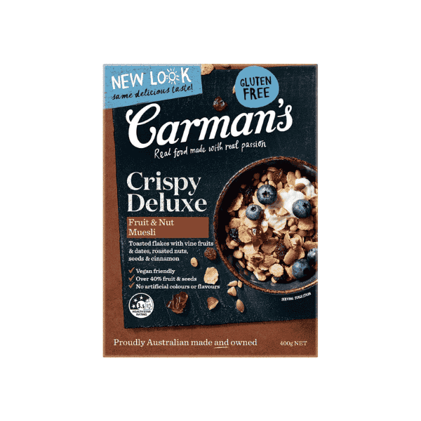 Carman’s Crispy Deluxe Fruit & Nut Muesli 400g Crunchy Oats and Nutty Goodness