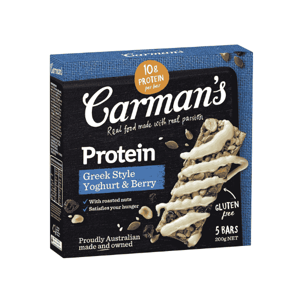 Carman's 5-Pack Protein Bars Greek Style Yoghurt & Berry 200g